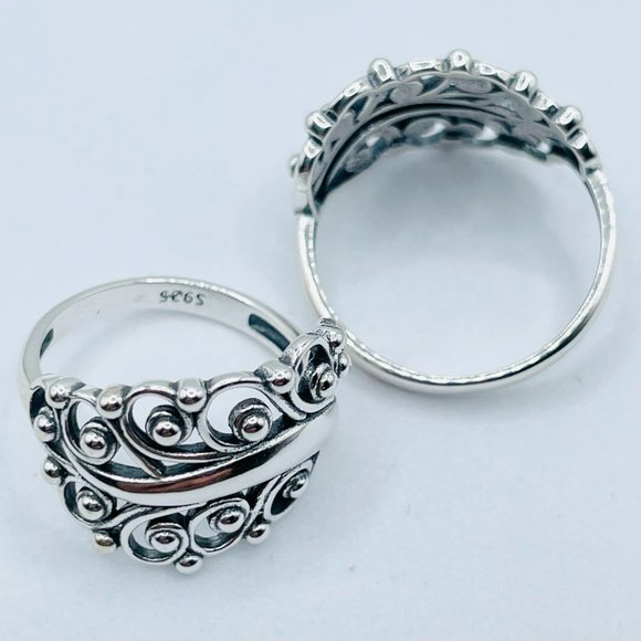 Large Swirl Leaf Bead Sterling Silver Ring, Leaf Ring, Swirl Ring, Silve Ring - Picture 9 of 12